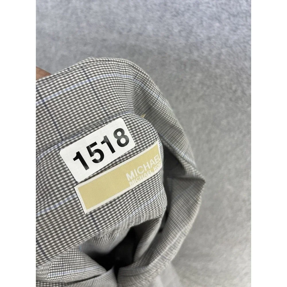 Michael Kors Men's Button Down Shirt Long Sleeve Size 16 1/2 Micro Check Cotton - Picture 12 of 12